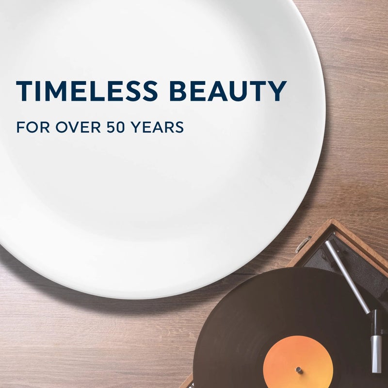 Corelle Vitrelle 8-Piece Dinner Plates Set Triple Layer Glass and Chip Resistant, Lightweight Round Plates, Winter Frost White - Image 4